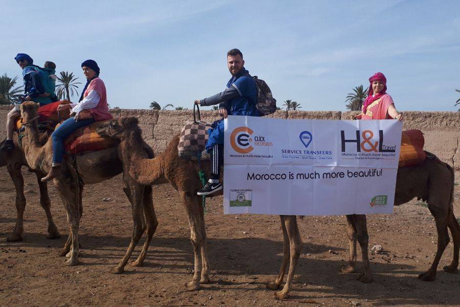 Kamelritt in der Palmeraie von Marrakesch